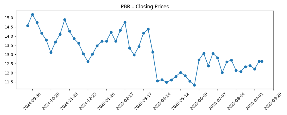 Stock price chart for PBR