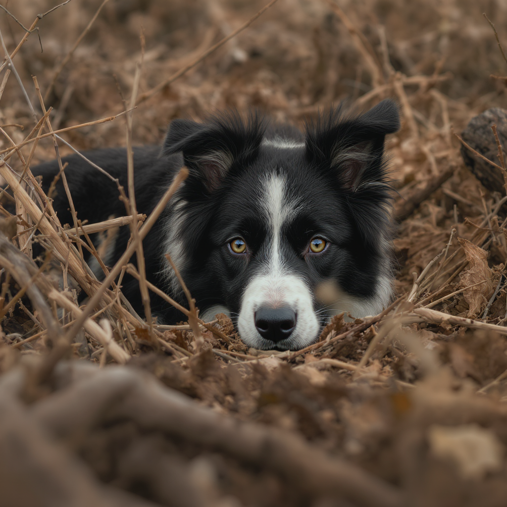Border Collies Hiding